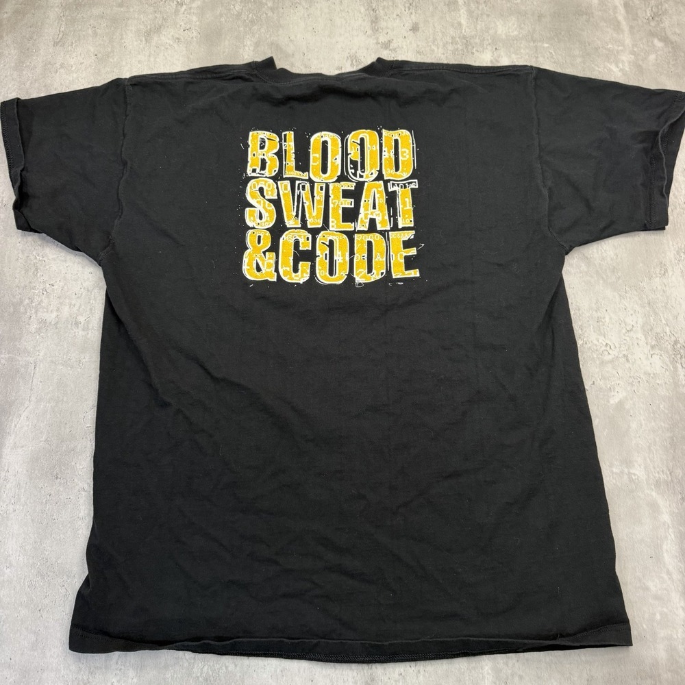 Vintage Fruit of the Loom Code Warrior Blood Sweat Code T-Shirt Mens XL Black